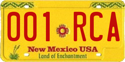 NM license plate 001RCA