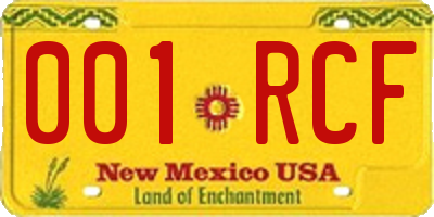 NM license plate 001RCF