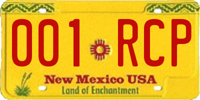 NM license plate 001RCP