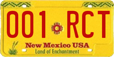 NM license plate 001RCT