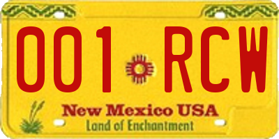NM license plate 001RCW