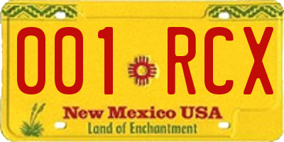 NM license plate 001RCX