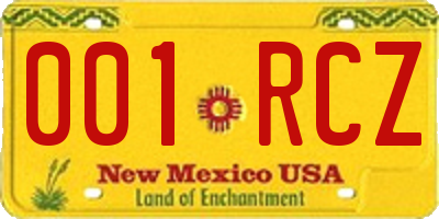 NM license plate 001RCZ