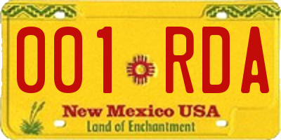 NM license plate 001RDA