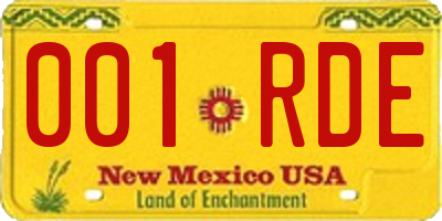 NM license plate 001RDE