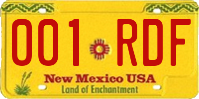 NM license plate 001RDF