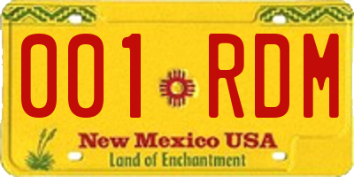 NM license plate 001RDM