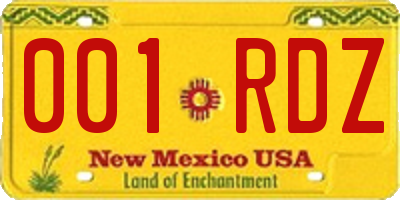NM license plate 001RDZ