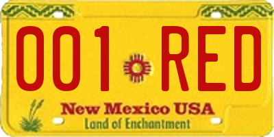 NM license plate 001RED