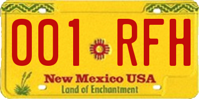 NM license plate 001RFH
