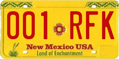 NM license plate 001RFK