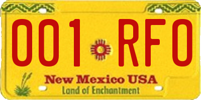 NM license plate 001RFO