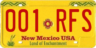 NM license plate 001RFS