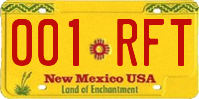 NM license plate 001RFT