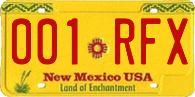 NM license plate 001RFX