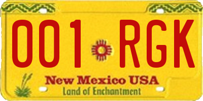 NM license plate 001RGK