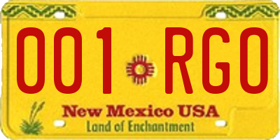 NM license plate 001RGO