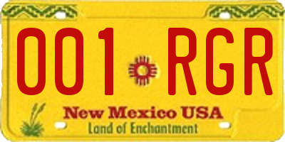 NM license plate 001RGR