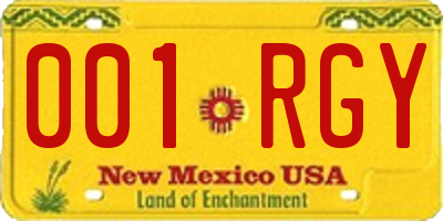 NM license plate 001RGY