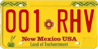 NM license plate 001RHV