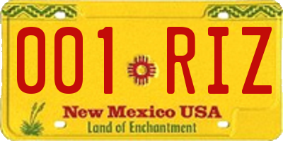 NM license plate 001RIZ