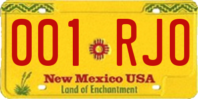 NM license plate 001RJO