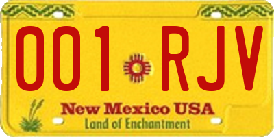 NM license plate 001RJV