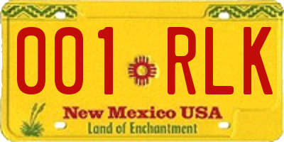 NM license plate 001RLK