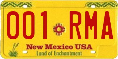 NM license plate 001RMA