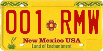NM license plate 001RMW