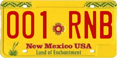 NM license plate 001RNB