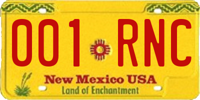 NM license plate 001RNC