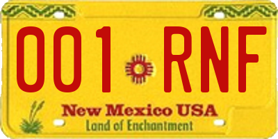 NM license plate 001RNF