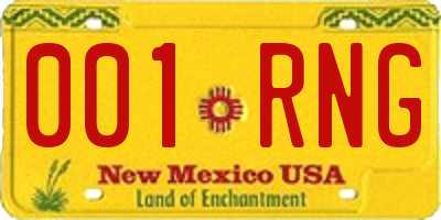 NM license plate 001RNG
