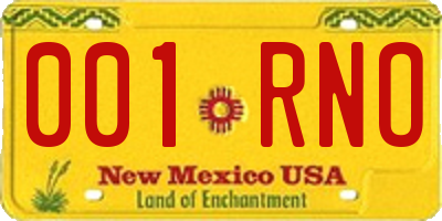 NM license plate 001RNO