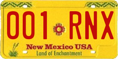 NM license plate 001RNX