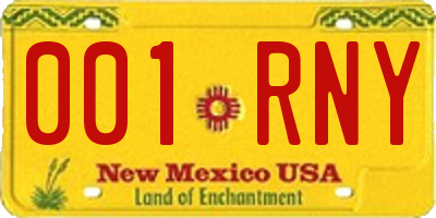 NM license plate 001RNY