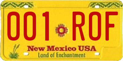 NM license plate 001ROF