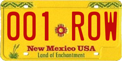 NM license plate 001ROW