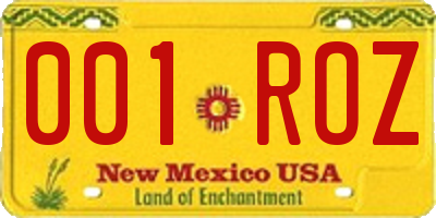 NM license plate 001ROZ
