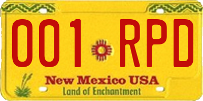 NM license plate 001RPD