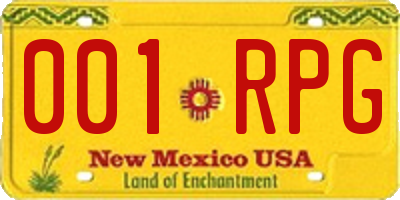 NM license plate 001RPG