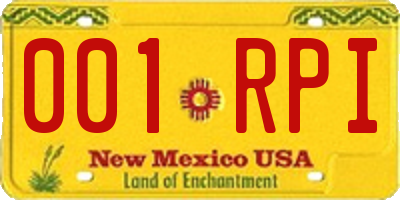 NM license plate 001RPI