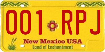 NM license plate 001RPJ
