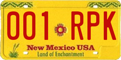 NM license plate 001RPK