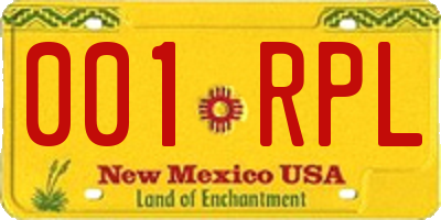 NM license plate 001RPL