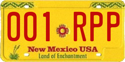 NM license plate 001RPP