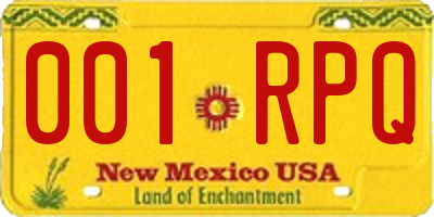 NM license plate 001RPQ