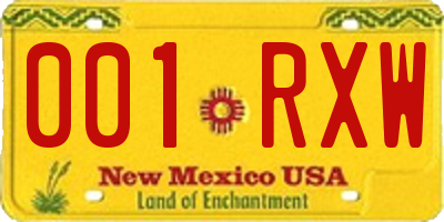 NM license plate 001RXW