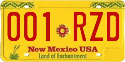 NM license plate 001RZD